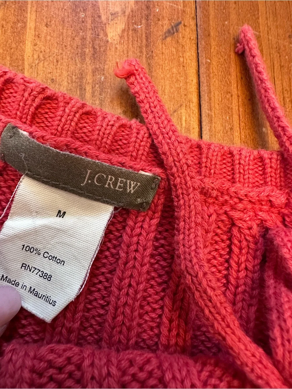 Vintage J Crew coral fisherman’s ribbed knit sweater sz M rind like small